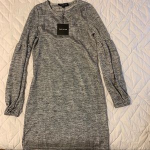 Parisian Gray/Black puff sleeve dress